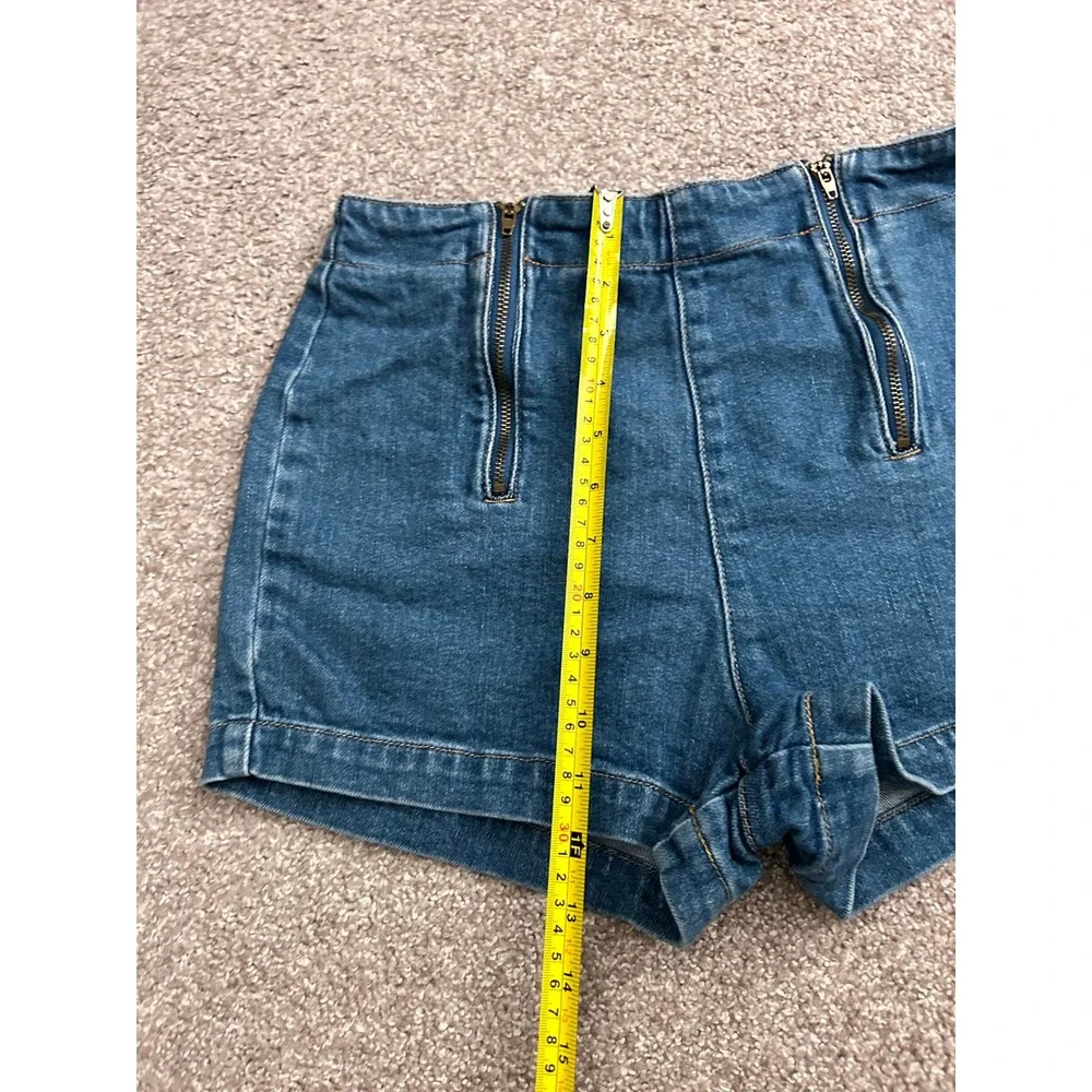 Forever 21 Denim Shorts Womens 26 Blue Excellent High Waist Exposed Zippers